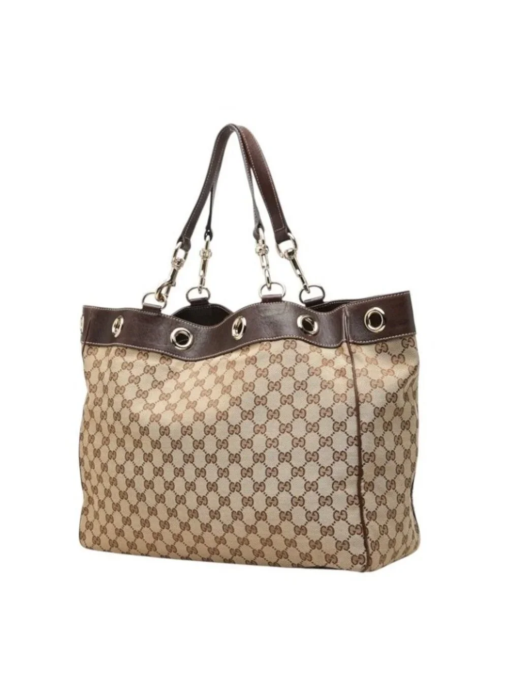 Gucci GG Canvas Tote Bag Beige Brown